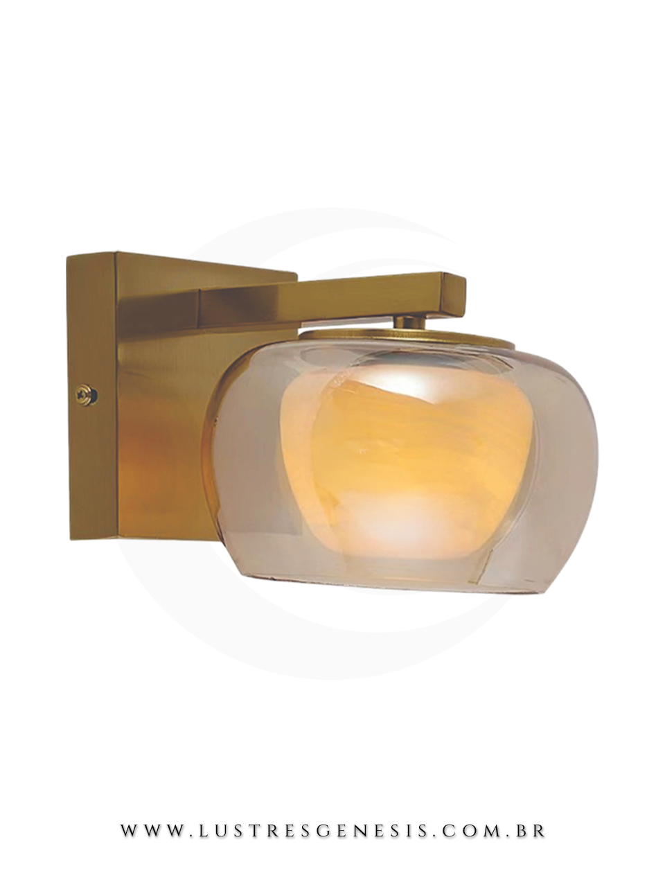 Luminaria Arandela Metal Bronze Vidro Ambar QB05211 G4 5W 3000K Bivolt 15x10cm, Banheiro, Espelho do Banheiro, Lavabo, Suite Master
